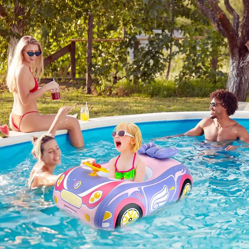 Pool-Schlauchboote für Kinder, Auto-Form, aufblasbarer Schwimmer, Spiele im Freien, aufblasbares Aufsitzwasserspielzeug für Kinder im Alter von 3, Pool-Spielzeug für den See