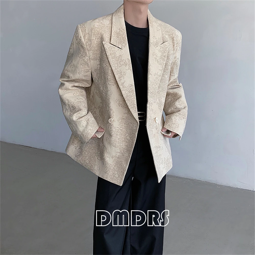 2025 Autumn Popular Men's Chic Suit Blazer, Double Breasted High-Street Suit Jacket, Peak Lapel Fashionbale Suit S-XL