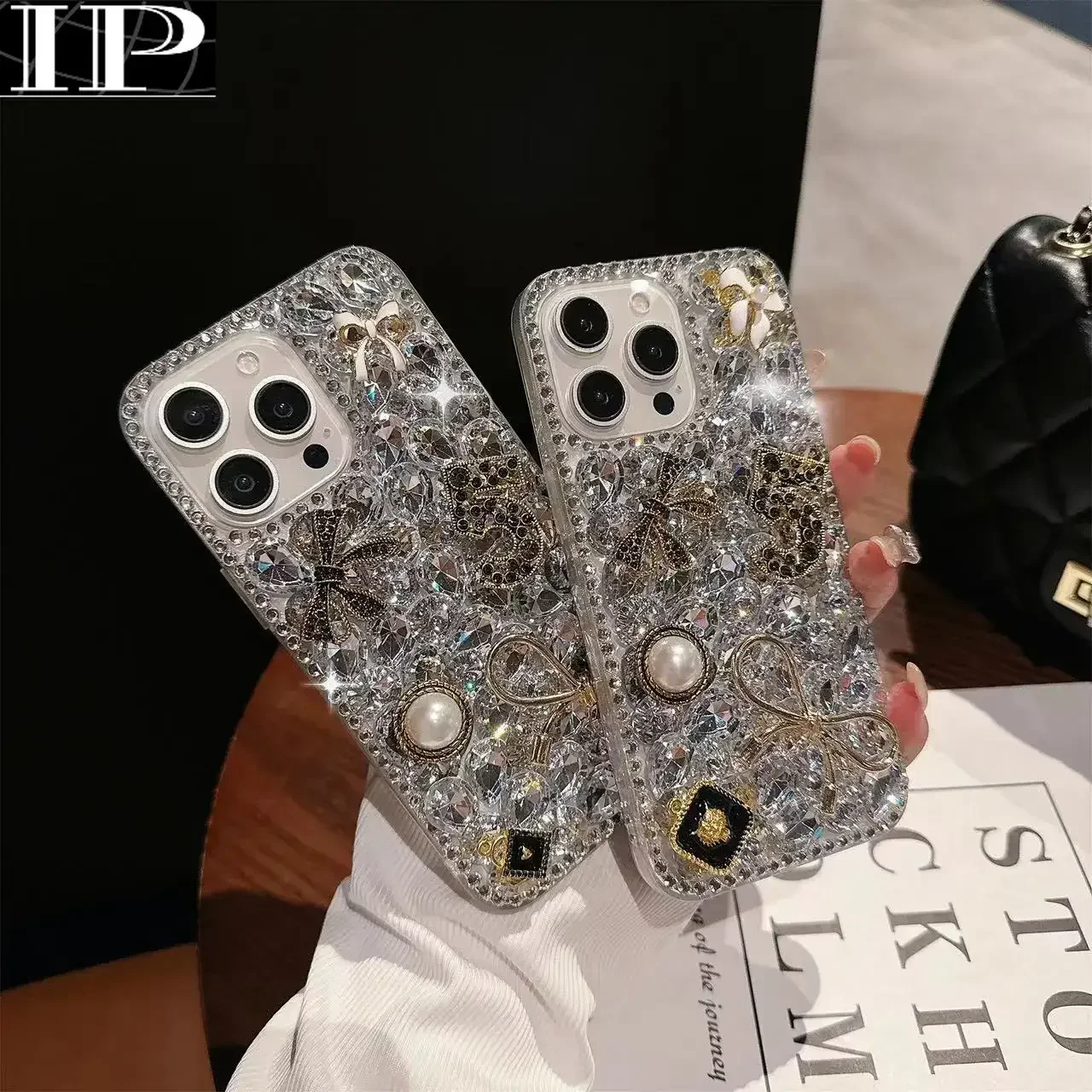 Luxury Bling Rhinestone Pearl 3D Bow Phone Case For Iphone 16ProMax 16 15 14 13 12 Por Max Fashion Goddess Phone Back Cover