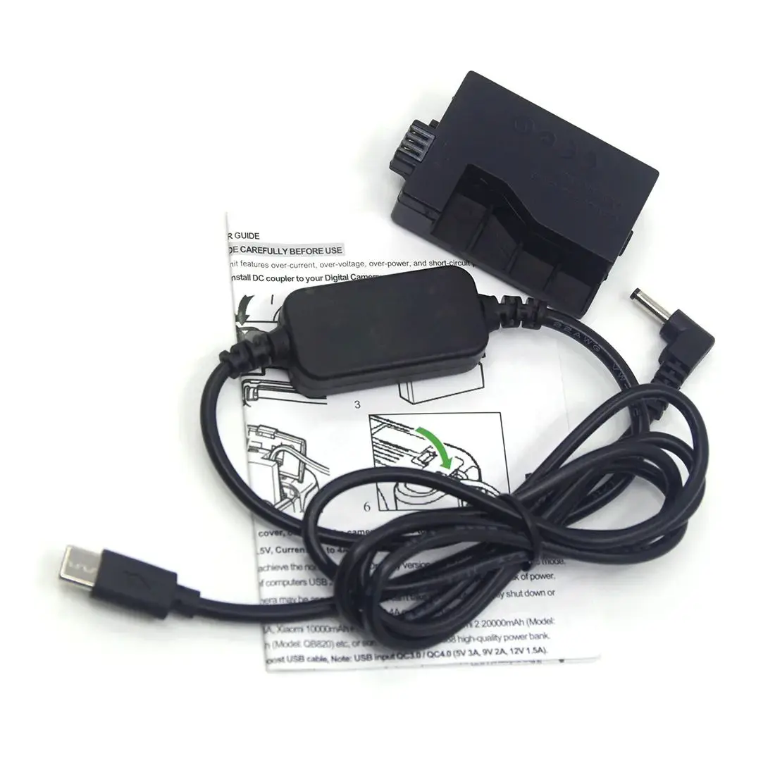 DR-E5 DC Coupler LP-E5 Dummy Battery USB C to Dc Power Cable For Canon Eos 450d 500d 1000d Kiss X2 X3 F Rebel Xsi Xs Camera