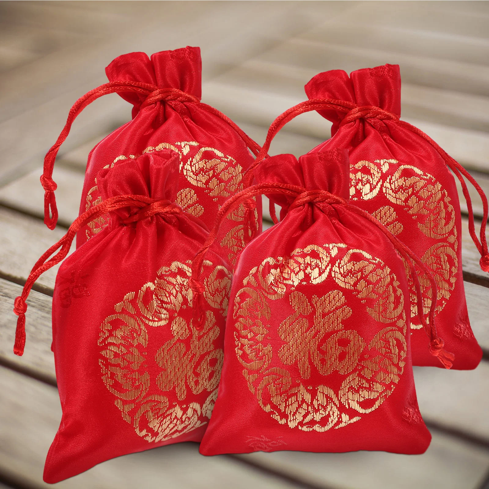 20 Pcs Lucky Bag Gift Silk Bags Storage Drawstring Decorate Small Jewelry Pouches New Year Candy Convenient