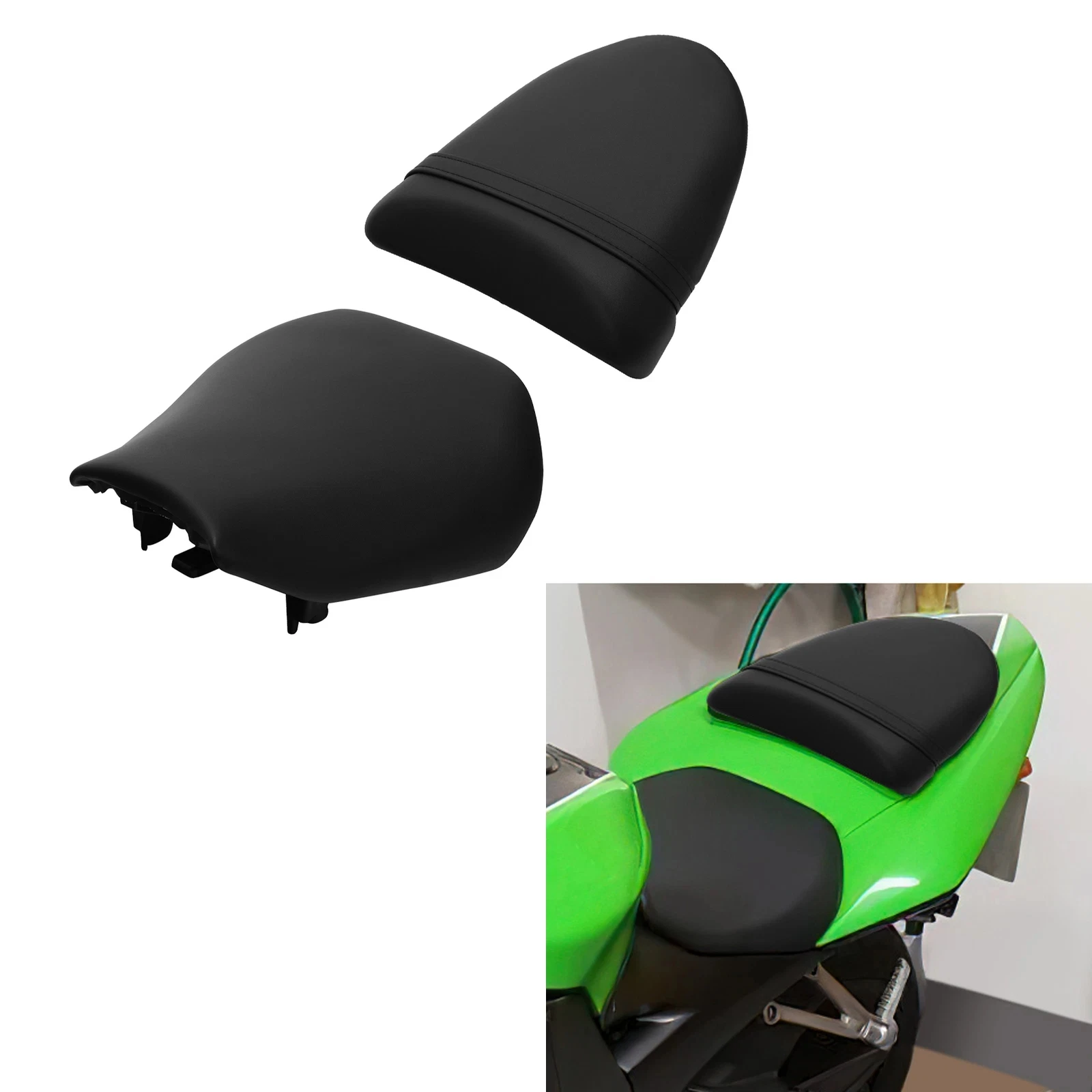 

Сиденья для водителя и пассажира, подходящие для Kawasaki Ninja ZX10R 2004-2005 годов выпуска.