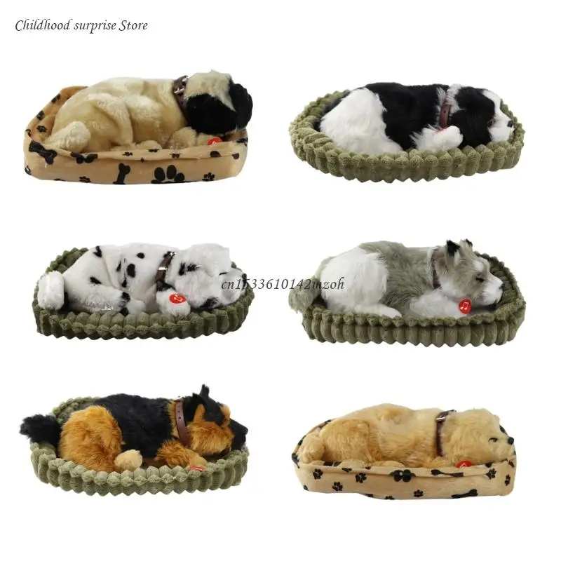 Sleeping Dog Toy Realistic Sleeping Plush Breathing Dog Animal Dolls Stuffed Toy Dropship