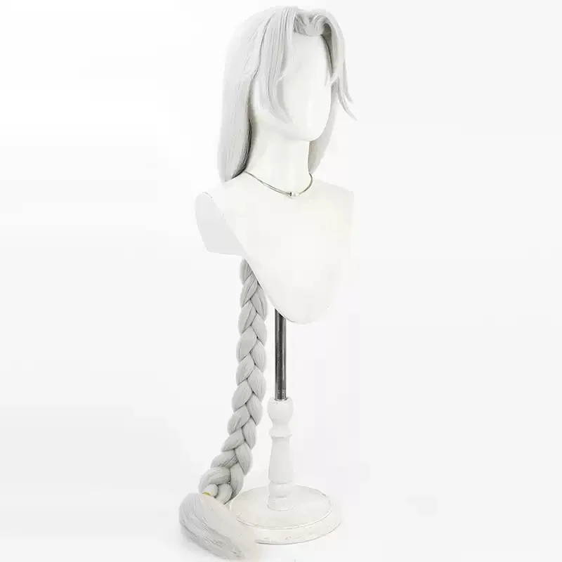 To Be Hero X Queen Cosplay Wig 100cm Women Long Straight Silver White Braided Heat Resistant Hair