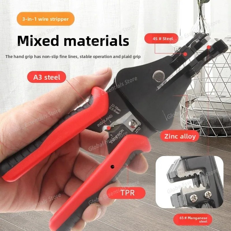 Multifunctional Wire Stripper Stripping Range Thread Trimmer & Terminals Crimping Pliers Electrician Tools