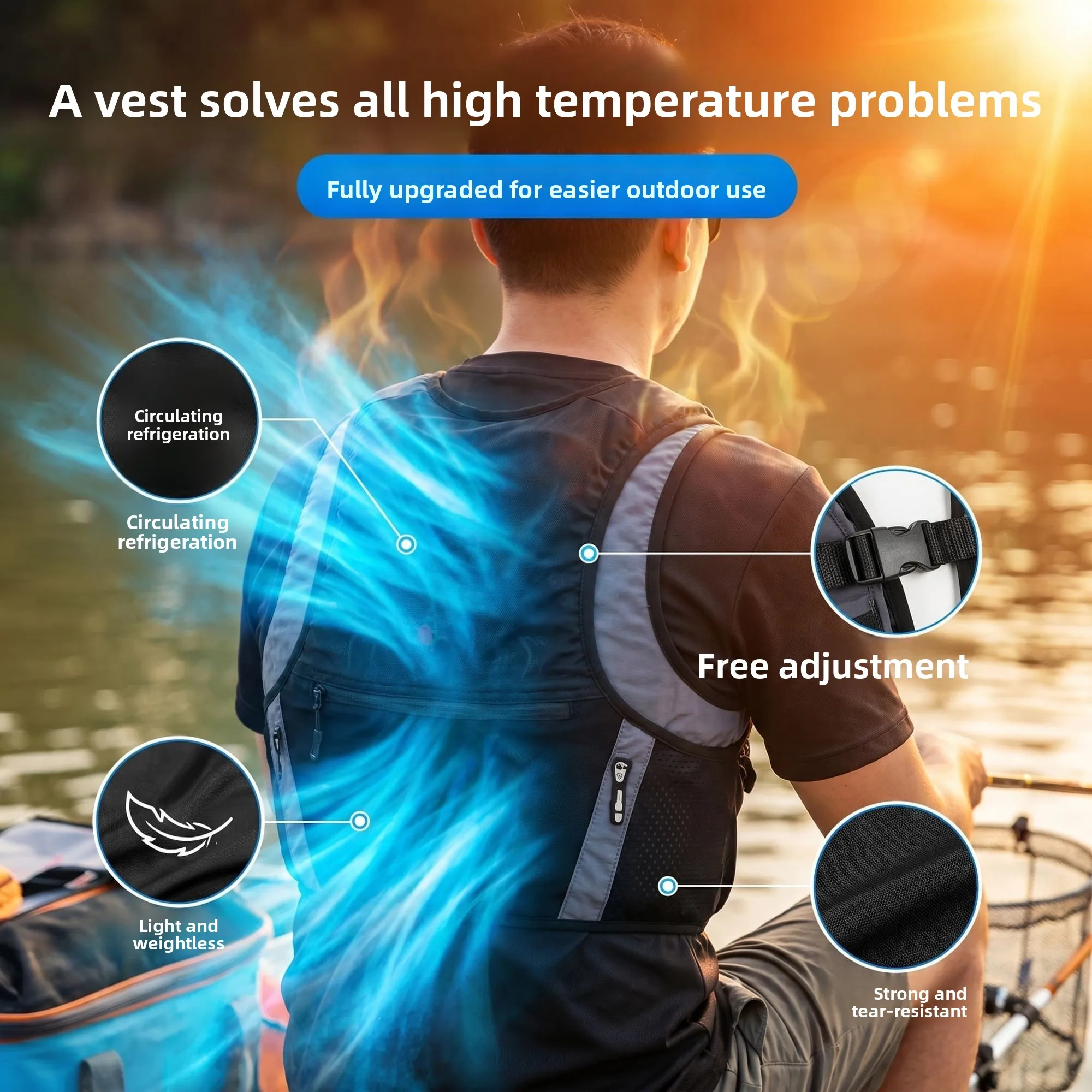 Construction Site High Temperature Cooling Vest  Mobile Air Conditioner Workers Relieve Heat  Refrigeration Semiconductor Vest