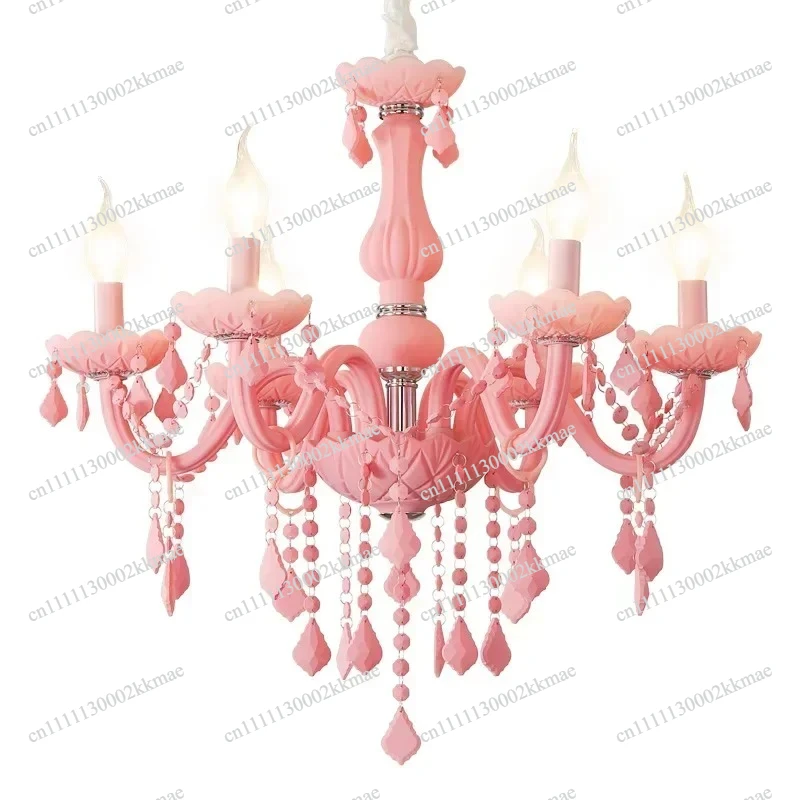 Crystal Chandelier Macaron Color Droplight Living Room Bedroom Lamp Creative Fantasy Luminaire Stained Glass Lustre