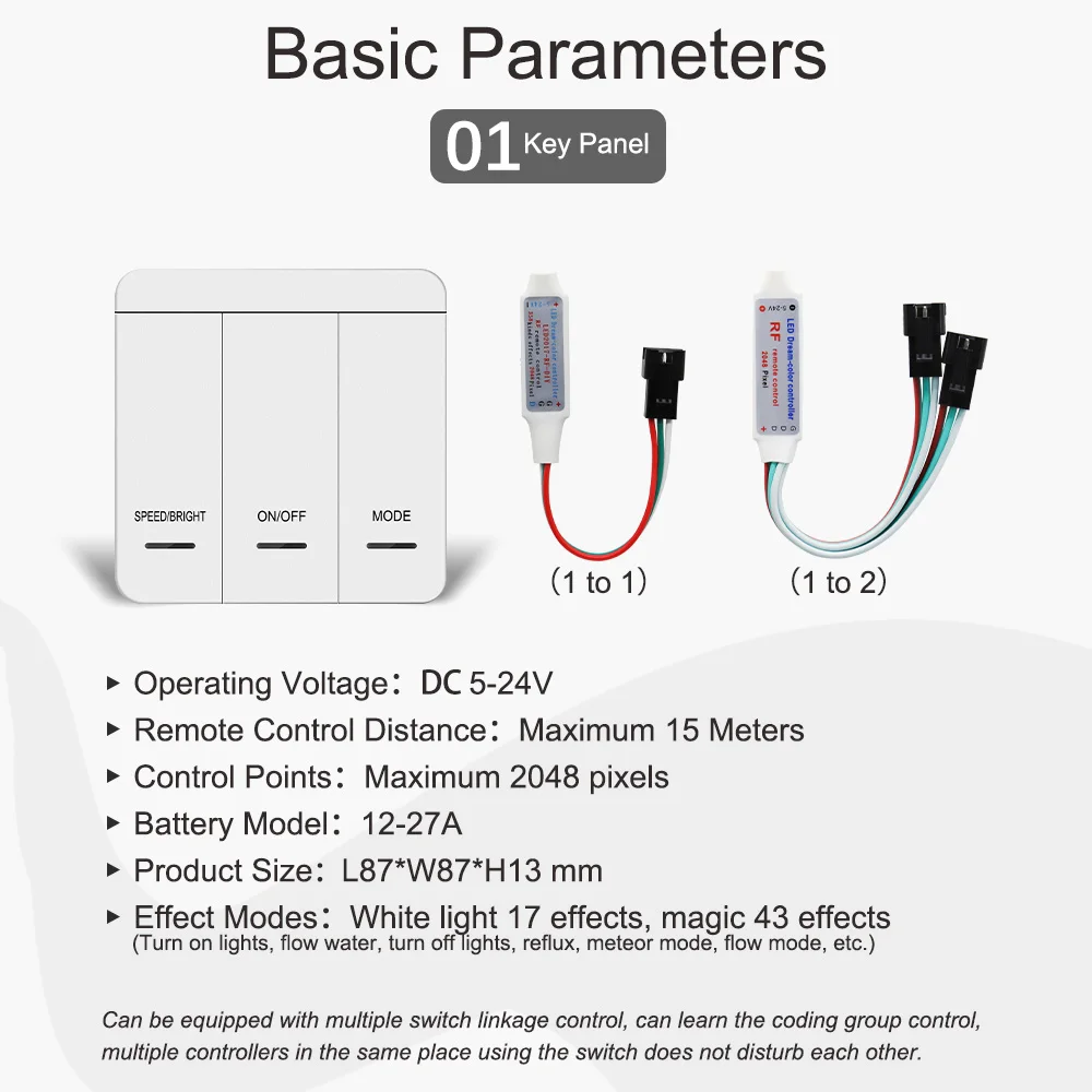 LED Strip Dimmer Controller Panel reflusso Pixel Controller per WS2811 White/Warm White Running Water Flowing Horse Race Strip