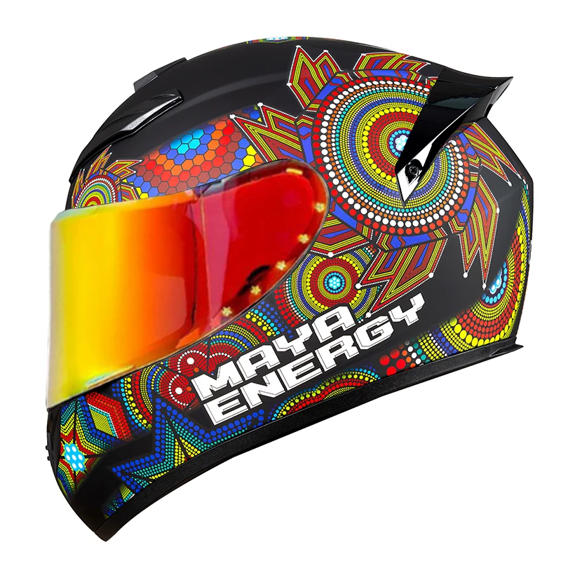 Unisex Full Face Motorcycle Helmet DOT Certified Mecha Wind Design for Year-Round Riding Safety And Style Motobike Gear
