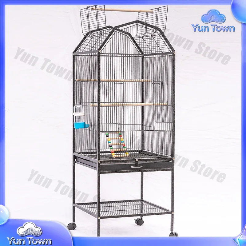 Ornamental Bird Villa Pet Cage Wood and Metal Bird Cage Parrot Cage Wire