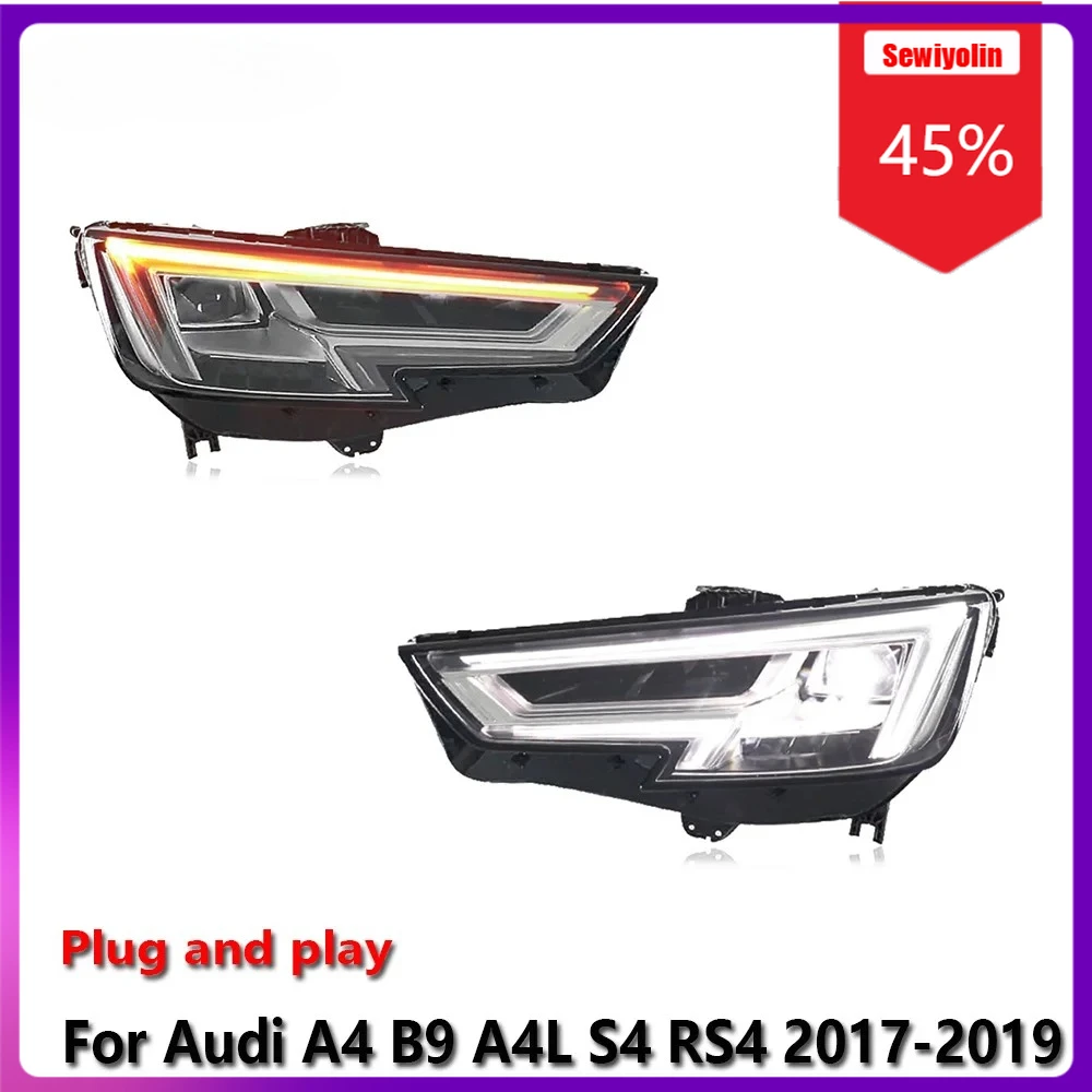 

Sewiyolin Car LED Lamp Headlight Assemblies For Audi A4 B9 A4L S4 RS4 2017-2019 Fog DRL Brake Turn Signal Lamp