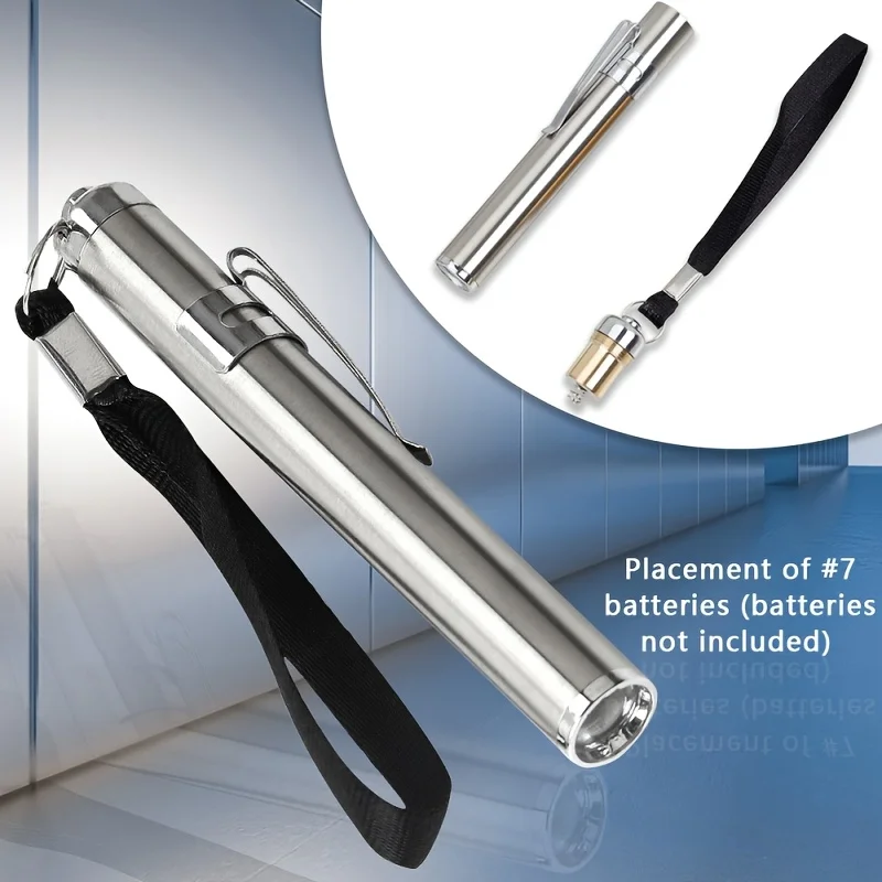 1pc Stainless steel Mini LED Flashlight Keychain light Travel emergency lighting (battery not included)