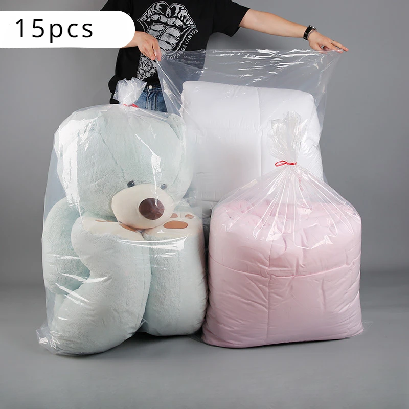 15pcs Oversized Plastic Bags Transparent Thick Cardboard Box Inner Membrane Bag Cotton Quilt Packaging Dustproof Storage Pocket