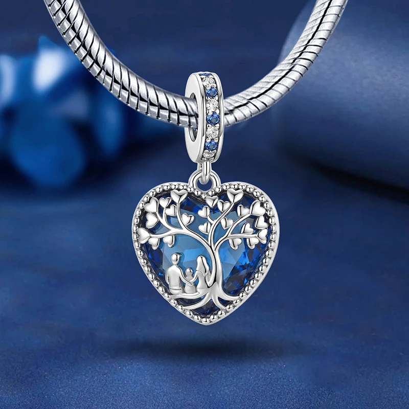 925 Sterling Silver Mother Daughter Pet Love Heart Series Charm Pendant for Bracelets DIY Women's High Quality Fine Jewelry