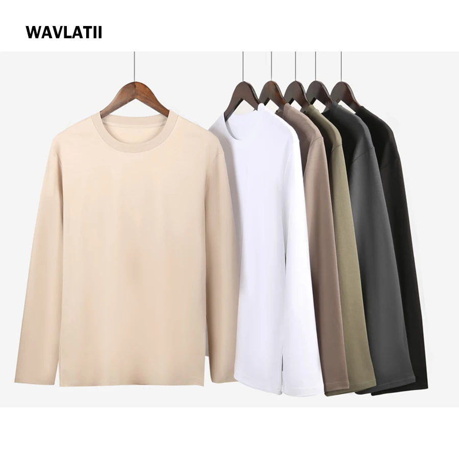 Picture 5: WAVLATII New Women Basic Long Sleeve T shirts Male White Black Casual Elasticity Sporty Tees Unisex Solid Spring Autumn Tops