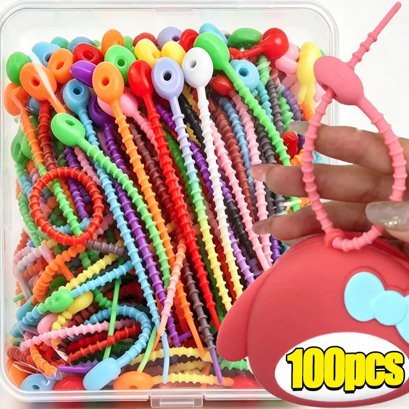 100/10Pcs Silicone Reusable Bag Ties Twist Wire Fasten Cable Zip Tie Headset Data Line Wire Universal Tie