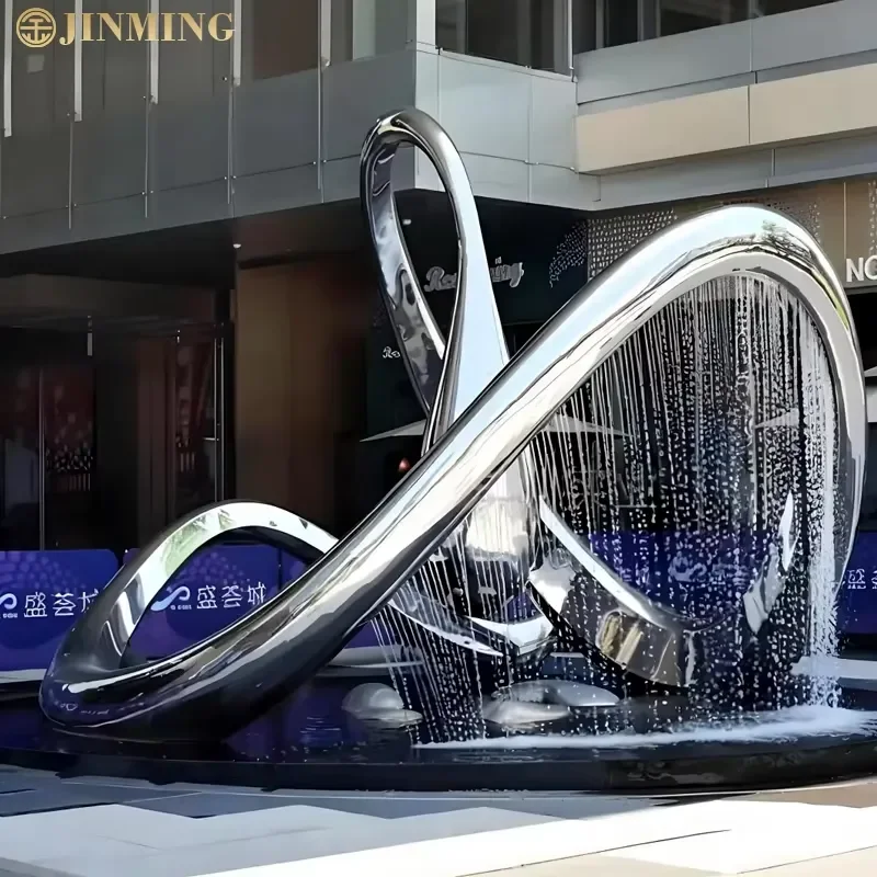 Stainless Steel Circular Metal Fountain Sculpture for Outdoor Garden Handmade Metal Crafts