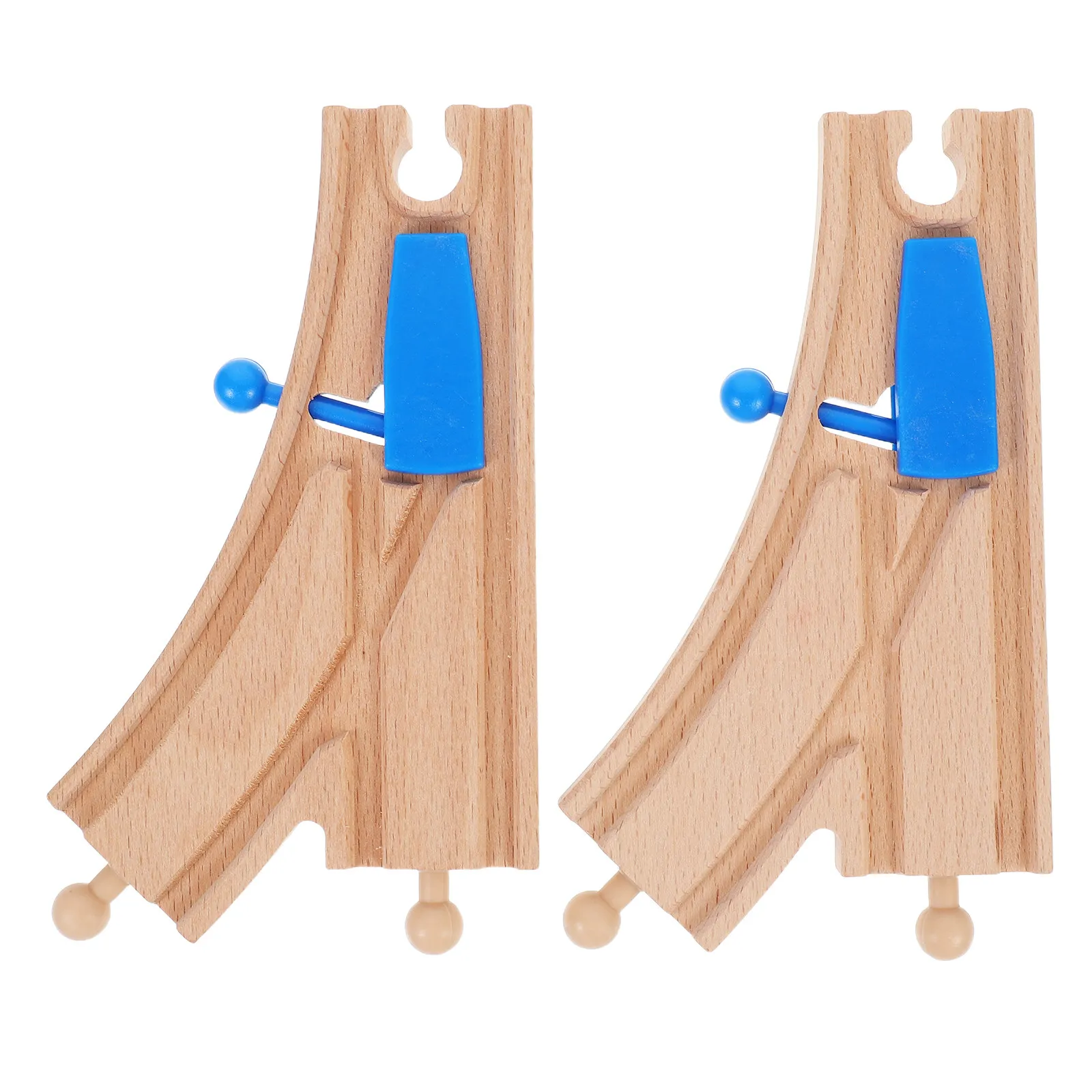 

2Pcs Blue Wooden Train Track Intersections Switch Parts Expansion Pieces Interactive Rail Set Educational Play for Children