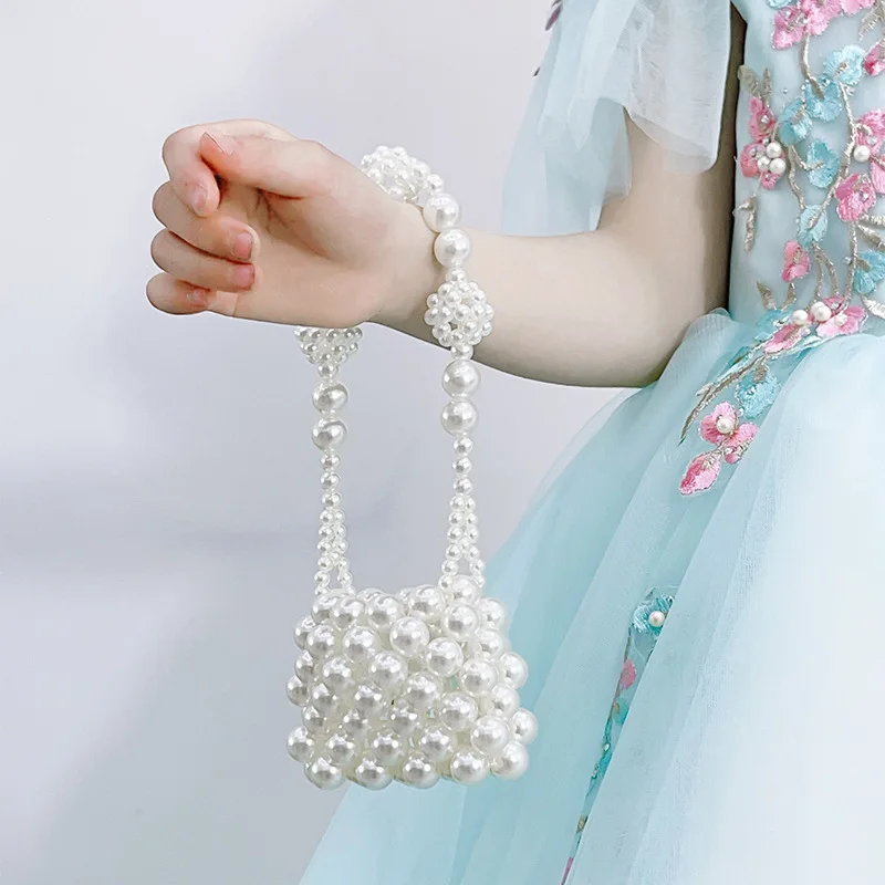 Borse per bambini perle di moda perline borse laterali a secchiello per ragazze moda All-match principessa bella e dolce borsa e borsette