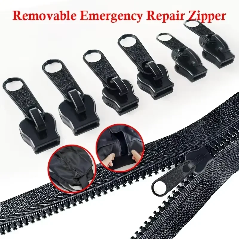 6/12 Stück Reißverschluss, schnelle Reparatur, einfach zu installieren, universelles Design und mehrere Größen, einfach zu reparieren, tragbarer Notfall-Reißverschluss