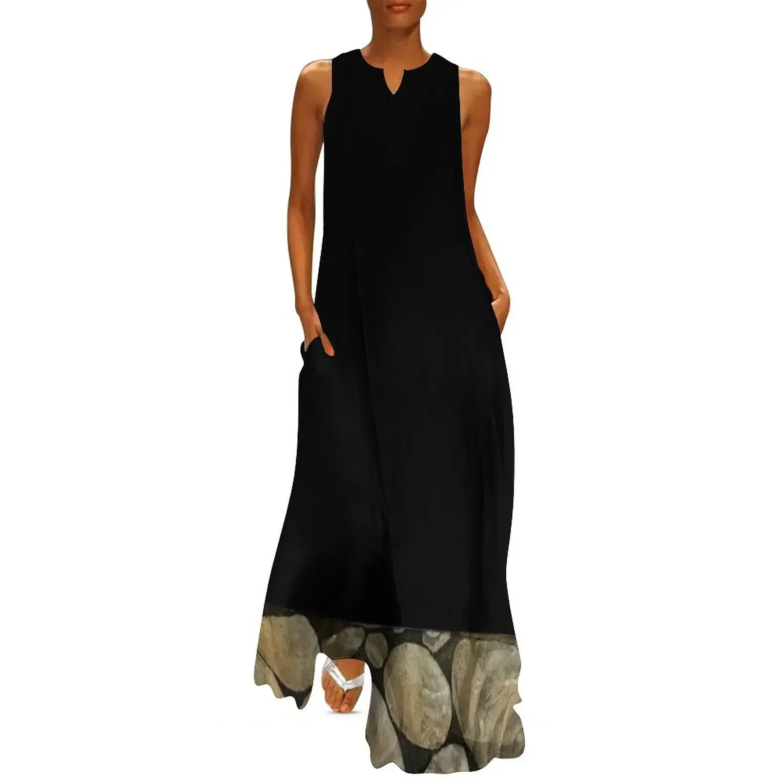 

Hand Painted Semi Abstract River Rocks No.2 Long Dress Female dress Dress