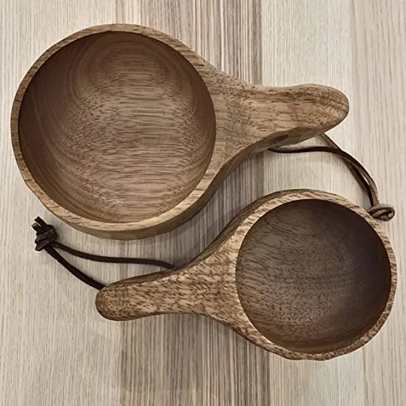 hot saltRetro Wood Cup Outdoors Camping Kitchen Solid Wooden Tea Mug With Handle