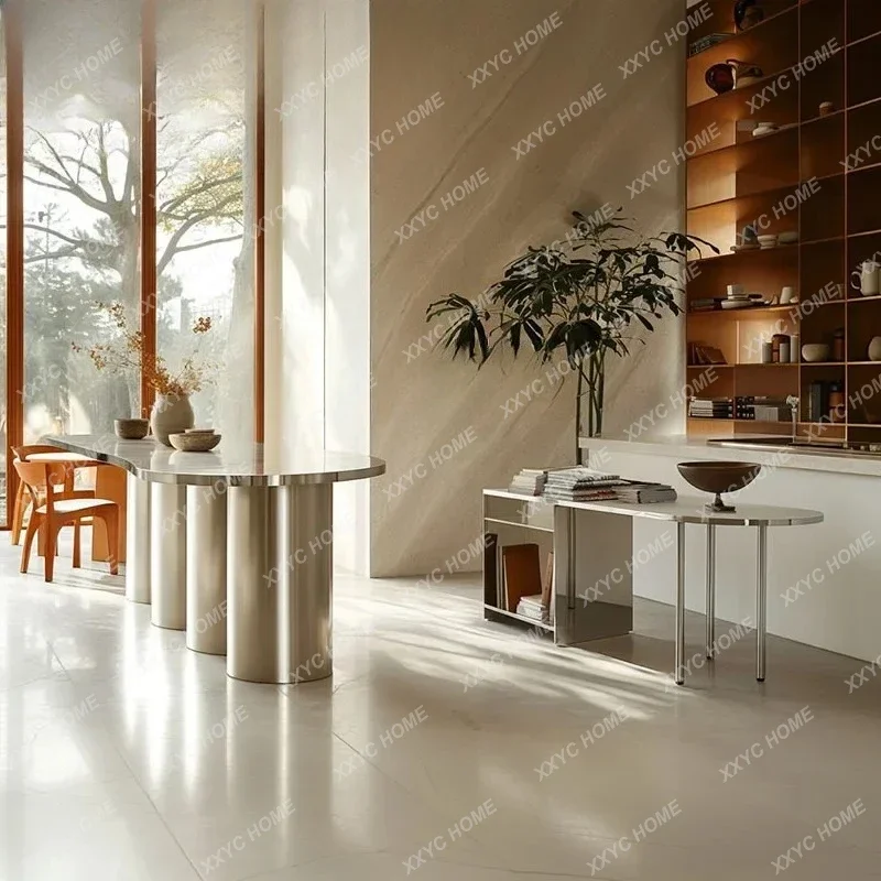 HMedieval style home bar table, stainless steel coffee shop, milk tea shop, catering, operation table