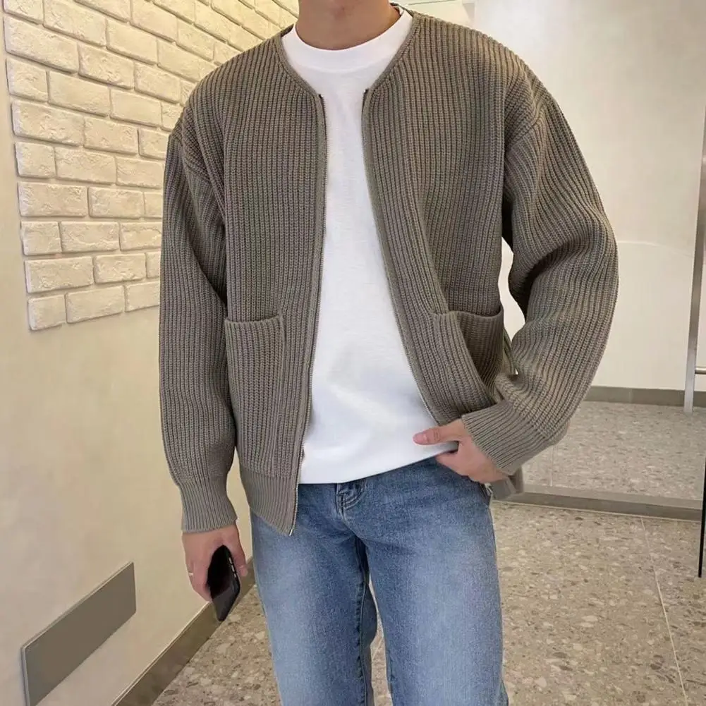 Must-have Cappotto da uomo Maglione lavorato a maglia Maglioni cardigan con zip da uomo alla moda per giacche in maglia tinta unita autunno inverno