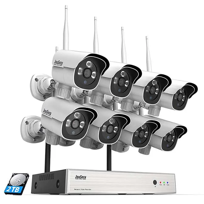 نظام أمان لاسلكي 1080P كاميرا 8 قطع، 8 قنوات NVR، مراقبة WiFi IP، محرك الأقراص الصلبة 2 تيرابايت كشف الحركة 24-7 تسجيل #3