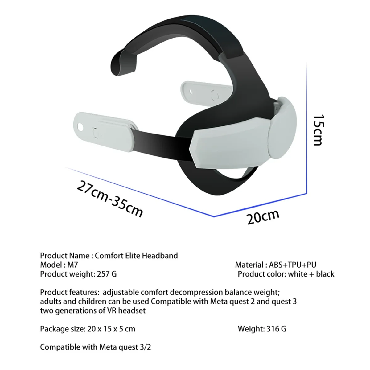 

AU47-Adjustable Vr Head Strap for Oculus Meta Quest 2/3 Wear Headset Elite Strap for Meta Quest 3 Vr Accessories