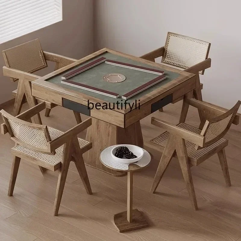 

yj15 Solid mahjong table mute new Chinese mahjong machine automatic household dining table integrated multi-function