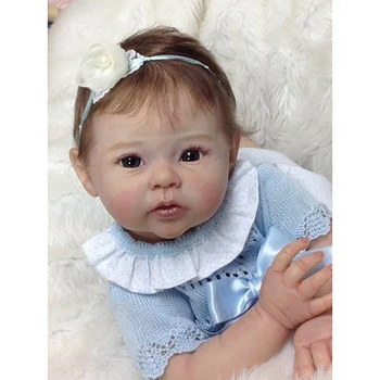 20 inch already painted finished reborn baby Raven lifelike soft touch baby girl doll 3D skin with visible veins root hair