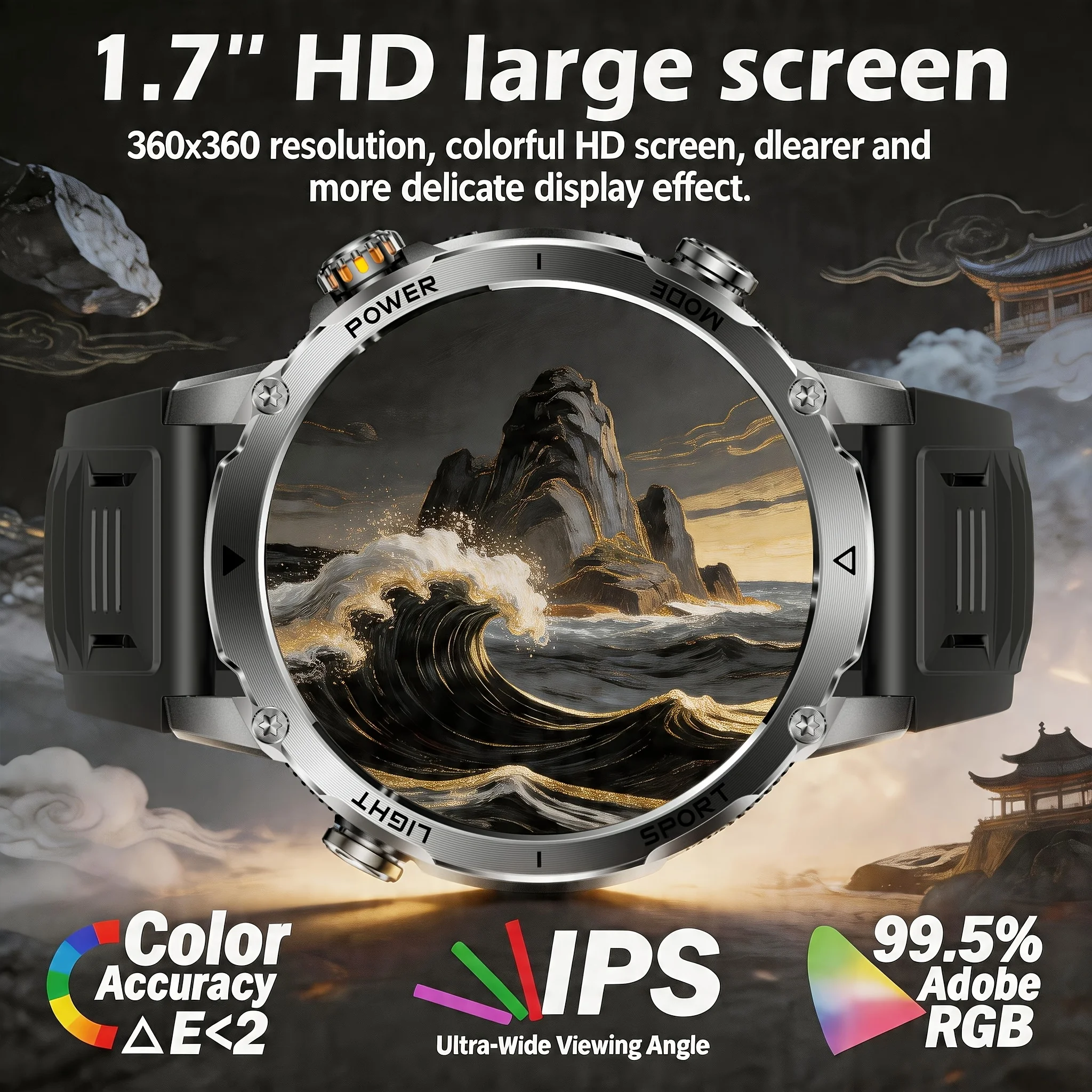 2026 New Built-in 1400mAh Super Large Battery Men Smart Watch Outdoor 1.7