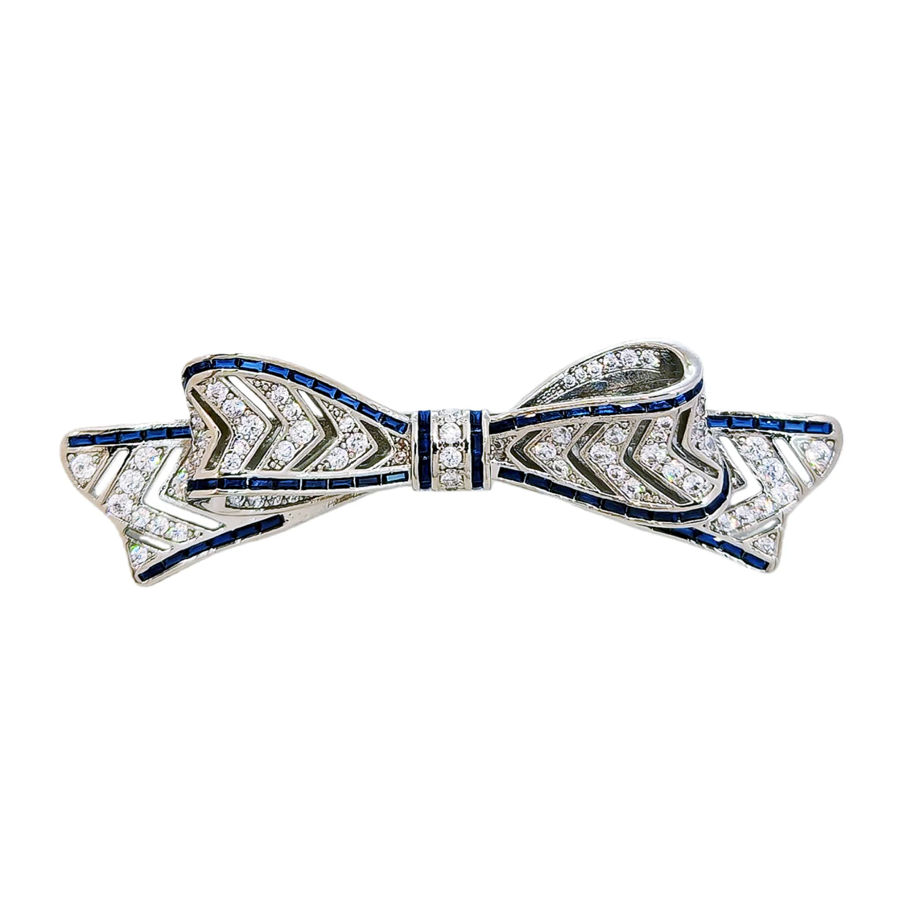 

Art Deco Style Bow Brooch for Women, Blue Cubic Zirconia Vintage Inspired Brooch Pin, Elegant Jewelry Gift for Suit Coat Dress