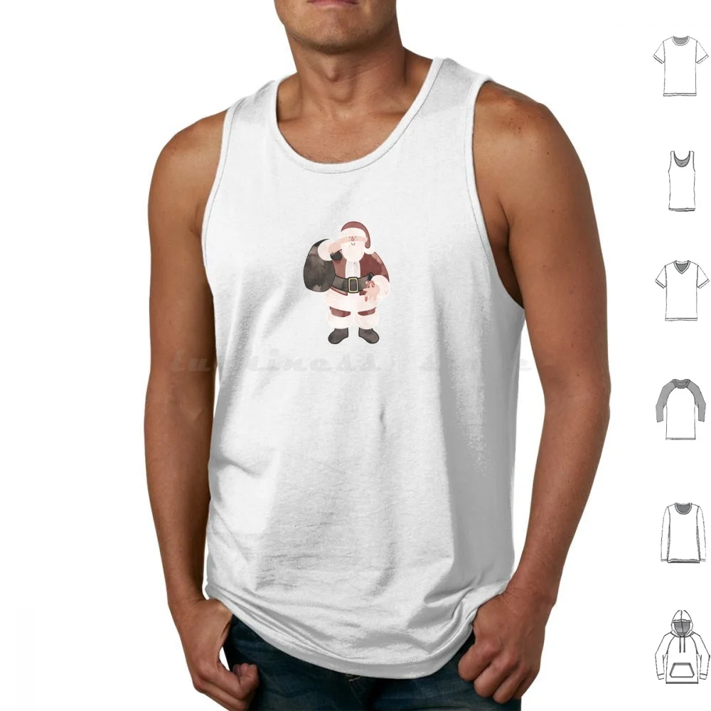 Ole Santa Clause Tank Tops Vest Sleeveless Cute Smile Santa Santa Claus Christmas Saint Nick St Nick Winter Holiday Red Black