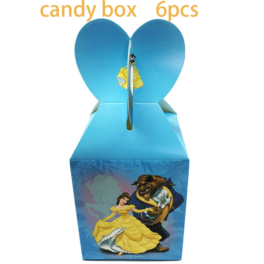 6pcs/lot Beauty and Beast Theme Boys Girls Favors Candy Surprise Cookie Boxes Happy Birthday Party Decoration Events Supplies