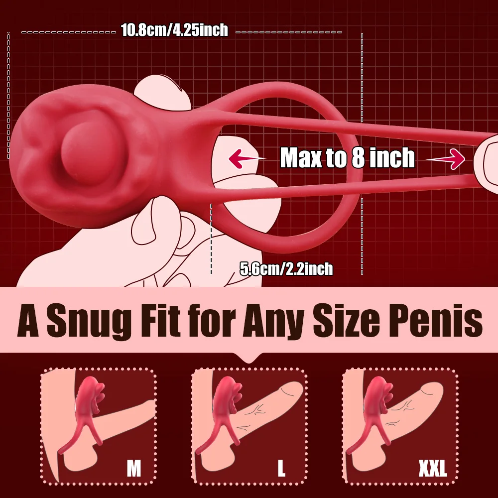 Penis Ring for Men Couple Tongue Licking Clitoris Semen Cock Ring Penis Ejaculation Delayed Vibrating Cock Ring Erotic Sex Adult view 5