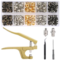 5mm/6mm/8mm/10mm Brass Eyelets with Multifunctional Pliers Kit Leather Grommet Round Eye Rings for Shoes Bag Belt Scrapbooking