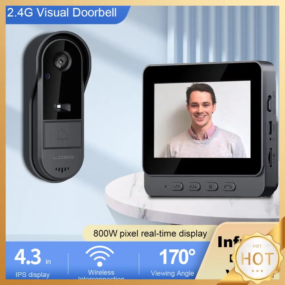 

2.4G WiFi Video Intercom Door Bell 4.3 Inch IPS Screen Eye Peephole Camera Waterproof Video Intercom Door Camera for Home Safety