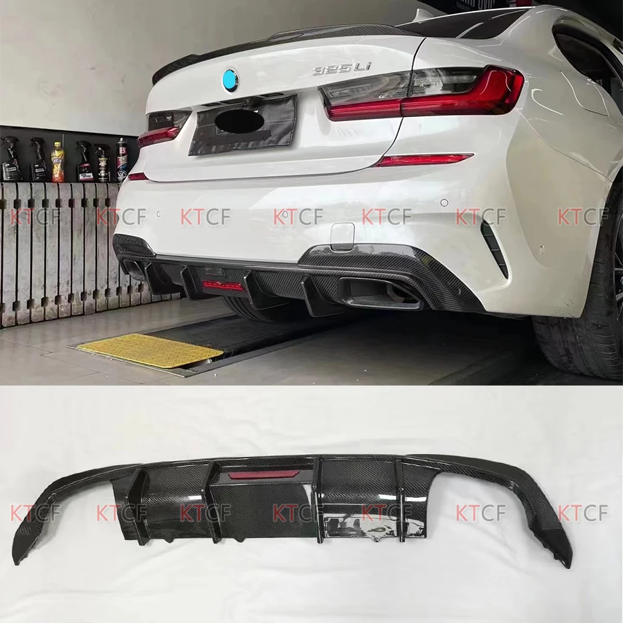 For BMW 3 Series G20 / G28 / 330li indicator light rear bumper diffuser spoiler real carbon fiber rear spoiler Splitter