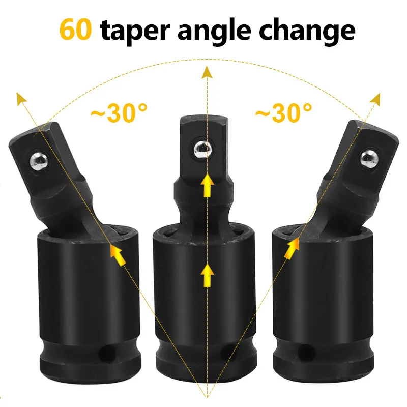 360-Grad-Schwenk-Knöchelgelenk-Luftschlag 1/2 3/8 1/4 Zoll Wobble einziehbarer Steckschlüssel-Adapter für pneumatisches Schraubenschlüssel-Werkzeug – Detail 6