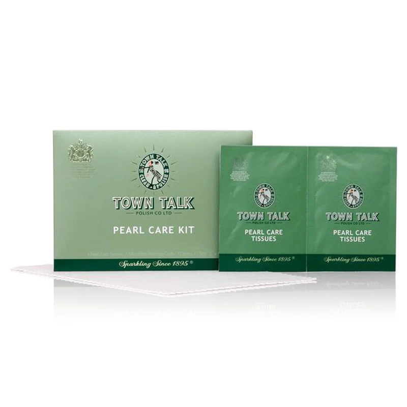 Town Talk Pearl Jewelry Care Wallet Kit, Portable Cleaning Tissues and Microfiber Cloth to Recover Pearl Luster