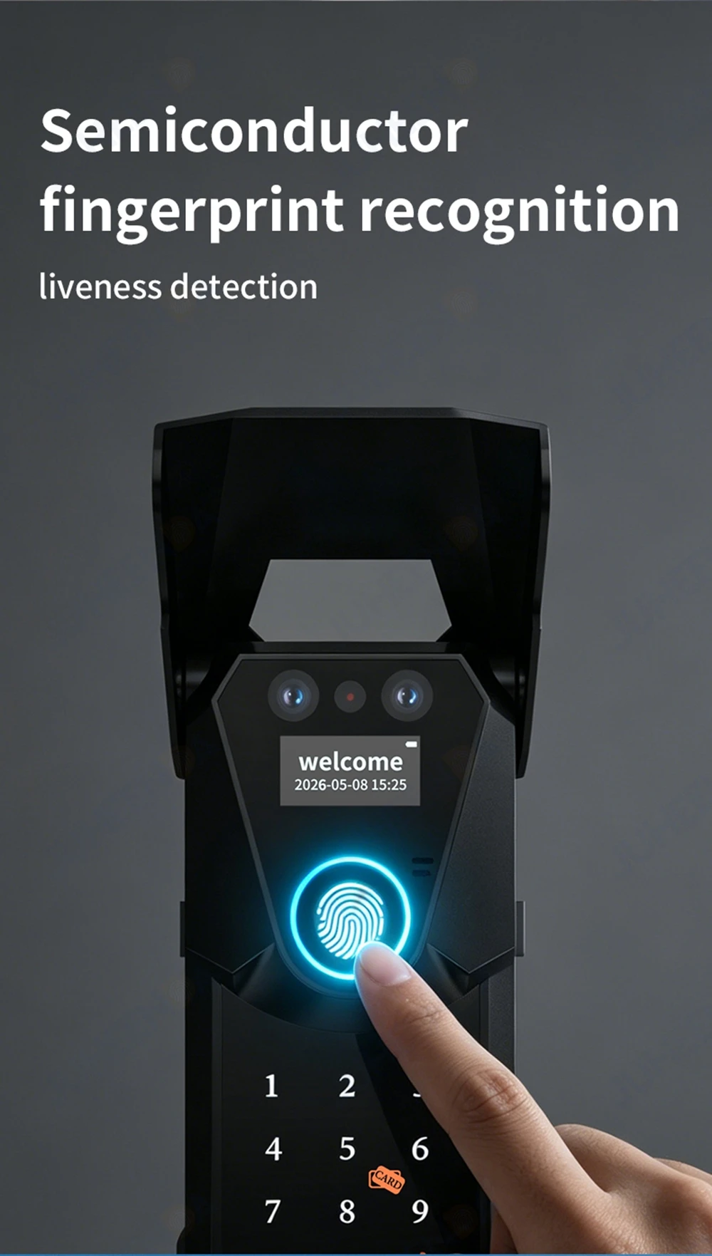 Wasserdichtes Tuya Smart Fingerabdruck-Torschloss für den Außenbereich mit Gesichtserkennung, Türklingel, Video-Gegensprechanlage, RFID-Karte und digitalem Codezugang – Detail 7