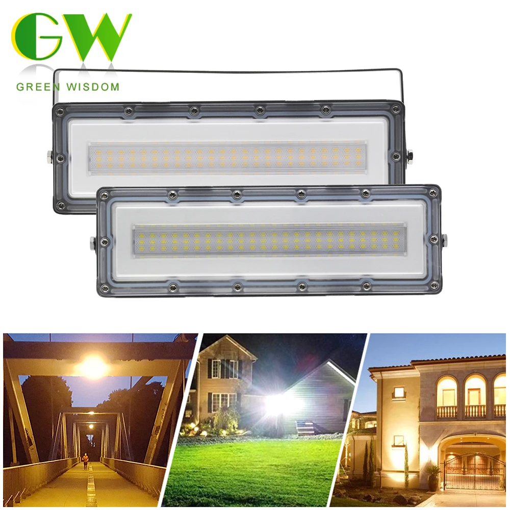 50W LED Flood Light AC85-265V Outdoor Floodlight Spotlight 3000K 6500K IP66 Waterproof LED Street Lamp Garden Lighting 220V 110V