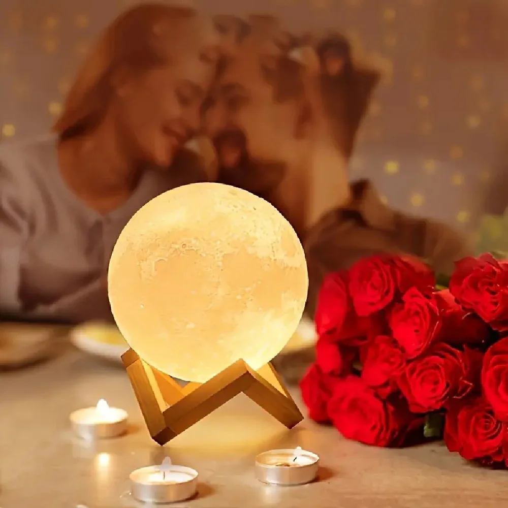 Luces LED de noche de Luna con impresión 3D, lámpara de mesa decorativa alimentada por batería blanca cálida, iluminación de ambiente para decoración de habitación y regalos, 1 ud.