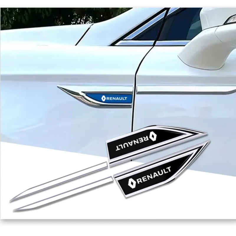 2 piezas de pegatinas protectoras para carrocería de coche, emblema lateral para Renault RS Megane 2 3 4 Trafic Scenic 2 Clio Captur Twingo Q