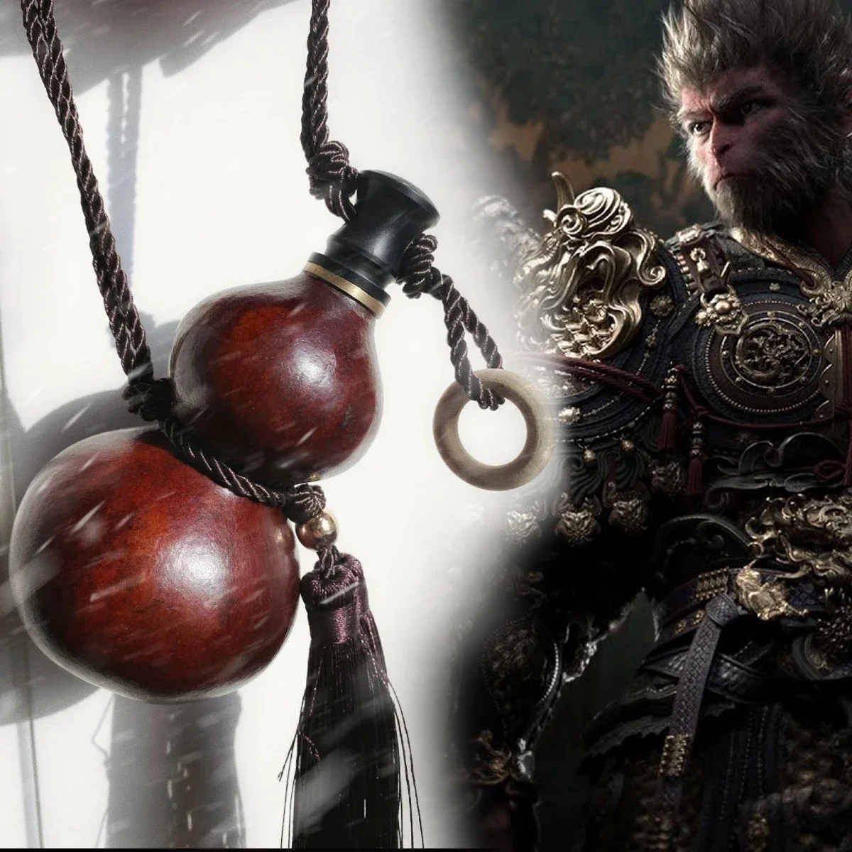 

New Chinese Retro Gourd Kettle Natural Gourd Made Black Myth Wukong Blood Recovery Bottle Outdoor Fitness Cycling Kettle