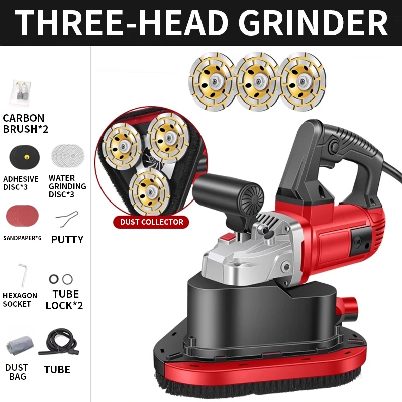 

3-head Grinder Concrete cement floor grinder Epoxy floor grinder Handheld wall/floor polisher Multifunctional