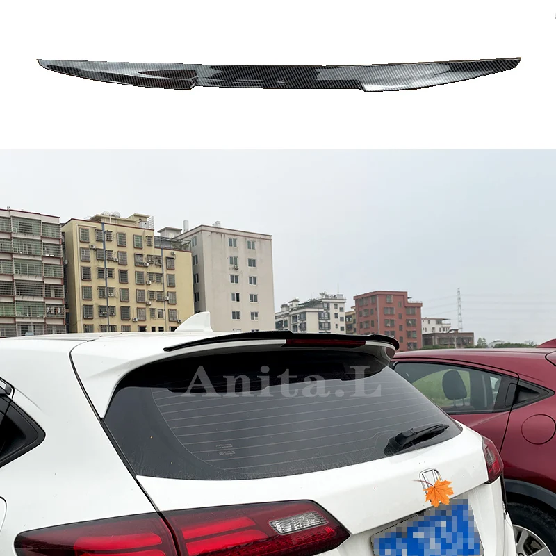 For Honda VEZEL 2015-2022 Year Hatchback Roof Spoiler ABS Plastic Black Carbon Look Rear Wing Body Kit Accessories Styling