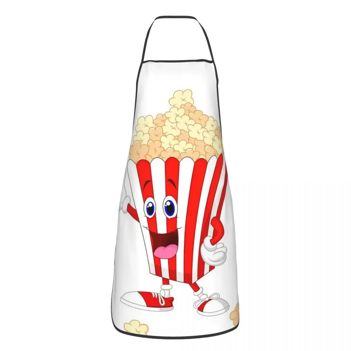 男性と女性のためのポップコーン漫画アートエプロン、シェフの調理とベーキングテーブル、ノースリーブのよだれかけ、キッチンの掃除ピナフォア、絵画